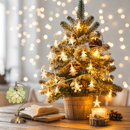 1 Set of Snowflake and Christmas Tree Shaped LED String Lights, Plastic Material, Battery Powered (Batteries Not Included), Suitable for Holiday Party Decorations for Christmas, Thanksgiving, New Year, and Weddings ZENORA