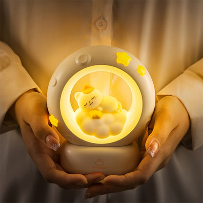 1pc Sleeping Cat Night Light, USB Rechargeable Companion Sleeping Lamp, 3 Speed Dimming Table Lamp, 3 Levels of Brightness Adjustment Soft Light, Office Decompression Lamp, Decorative Cute Sleeping Bedside Lamp for Bedroom, L ZENORA