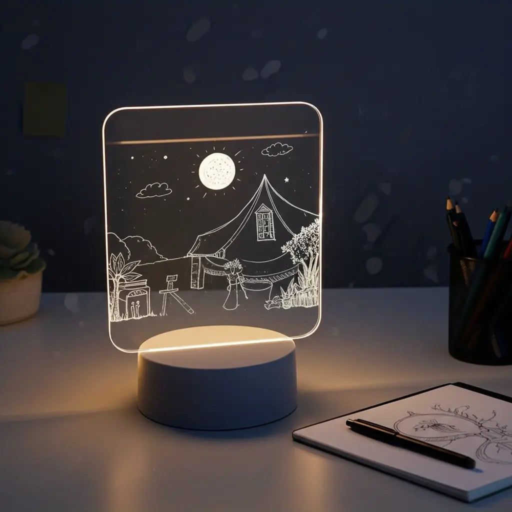 Veilleuse LED USB avec tableau d’écriture lumineux ZENORA