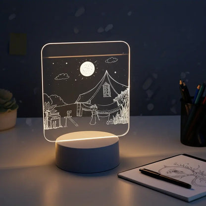 Veilleuse LED USB avec tableau d’écriture lumineux ZENORA