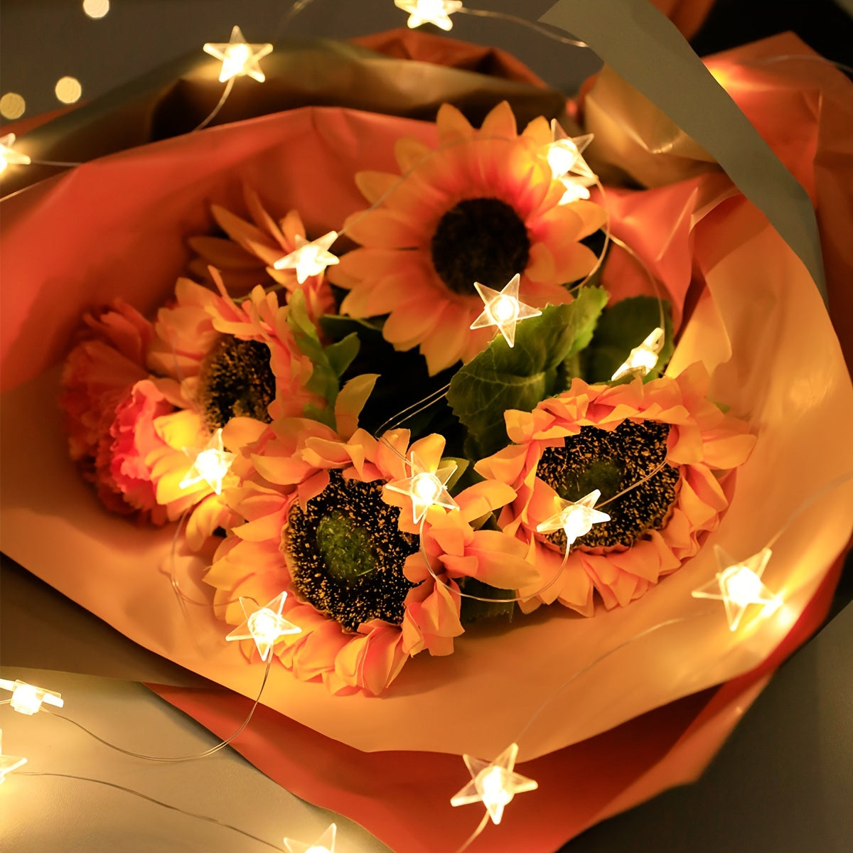 1pc HEEMUUM Starry Night Decoration Light - Modern Plastic Pink Star String Lights for Christmas, Weddings, Parties, Home & Fireplace Decor - Battery-Free Indoor/Outdoor String Lights with Switch Control, Christmas Lights, Pa ZENORA