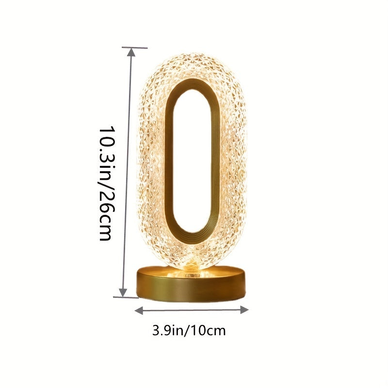 1 luxurious oval crystal table lamp, office USB charging lamp, living room bedside night light decorative table lamp suitable for bedroom, living room, party and dinner decoration creative lamp ZENORA