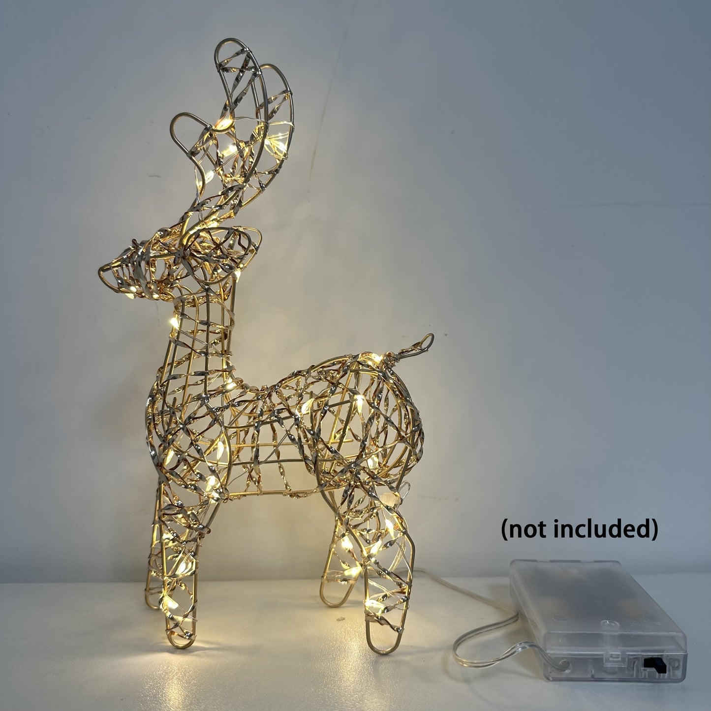 1pc Glam Style Cast Iron Reindeer Light Decoration, 30 LED, Battery Operated, with AA Battery Not Included, for Christmas Holiday Decor ZENORA