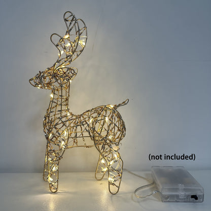 1pc Glam Style Cast Iron Reindeer Light Decoration, 30 LED, Battery Operated, with AA Battery Not Included, for Christmas Holiday Decor ZENORA