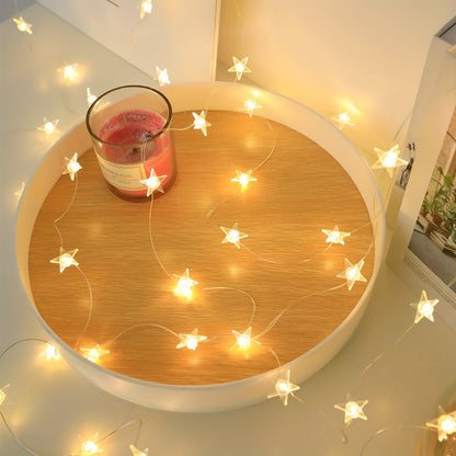1pc HEEMUUM Starry Night Decoration Light - Modern Plastic Pink Star String Lights for Christmas, Weddings, Parties, Home & Fireplace Decor - Battery-Free Indoor/Outdoor String Lights with Switch Control, Christmas Lights, Pa ZENORA
