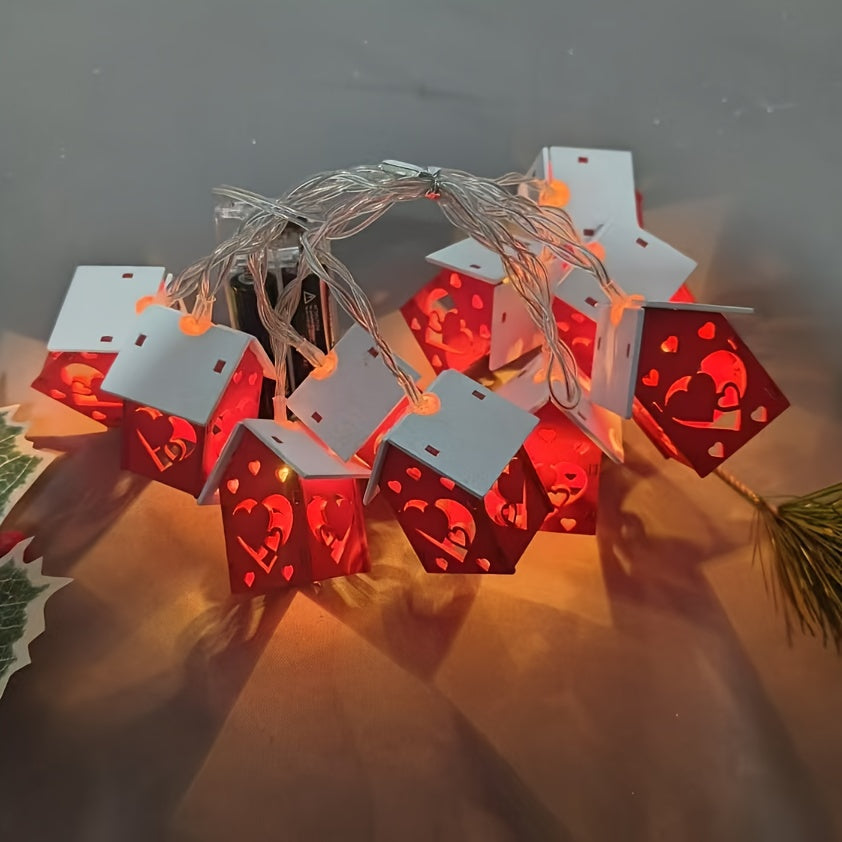 200.0 cm 10 LED Red Mansion Fairy Lights - Battery Operated, Perfect for Holiday Christmas Trees and Home Decorations: Xmas Tree, Deer, Heart Shapes. Ideal for Bedroom, Living Room, Dining Area, Cafes, Bar Settings - The Ulti ZENORA