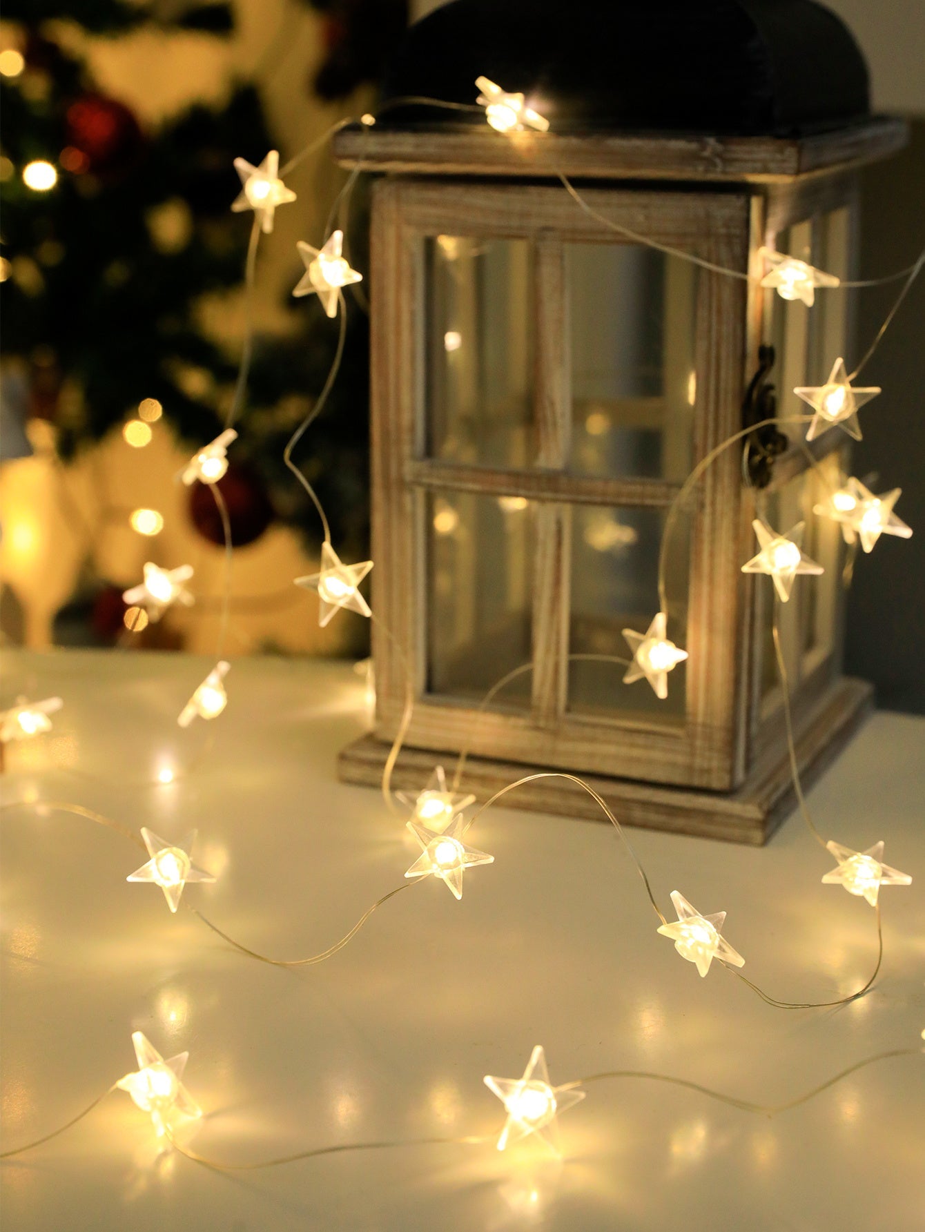 1pc HEEMUUM Starry Night Decoration Light - Modern Plastic Pink Star String Lights for Christmas, Weddings, Parties, Home & Fireplace Decor - Battery-Free Indoor/Outdoor String Lights with Switch Control, Christmas Lights, Pa ZENORA