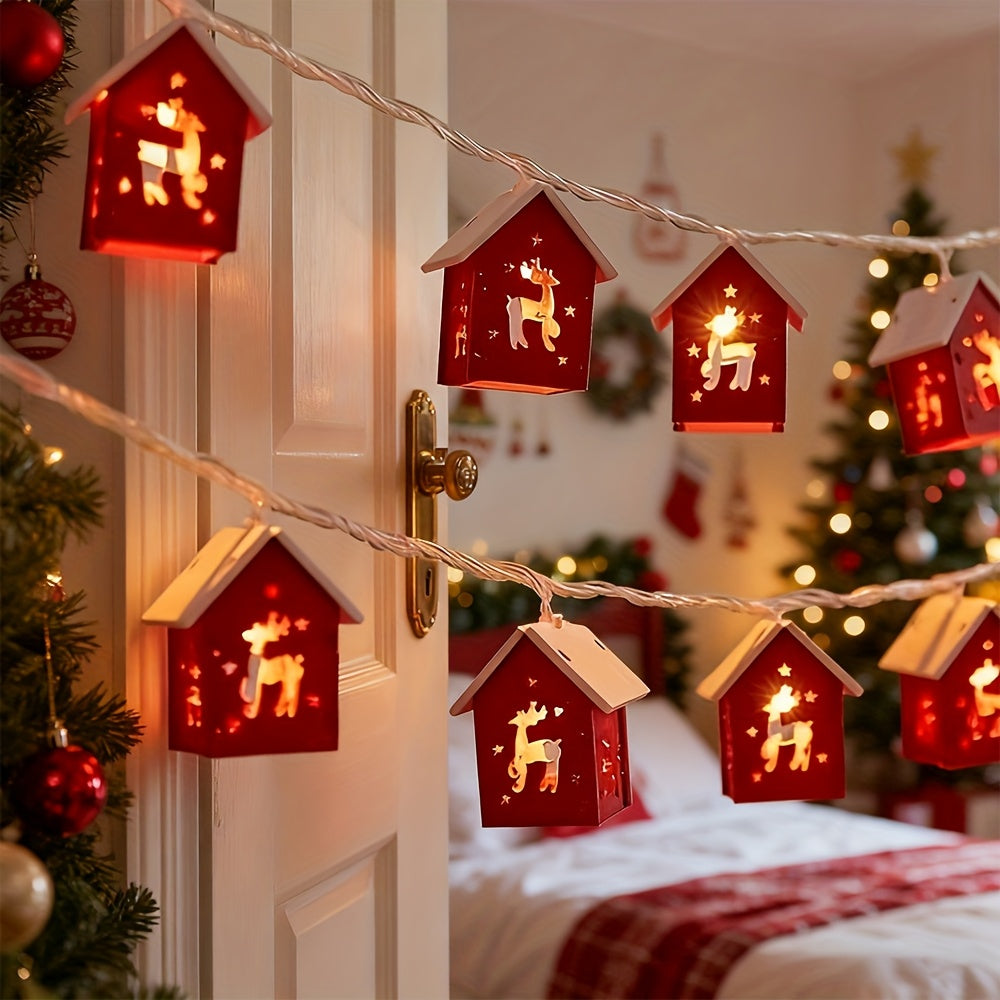 200.0 cm 10 LED Red Mansion Fairy Lights - Battery Operated, Perfect for Holiday Christmas Trees and Home Decorations: Xmas Tree, Deer, Heart Shapes. Ideal for Bedroom, Living Room, Dining Area, Cafes, Bar Settings - The Ulti ZENORA