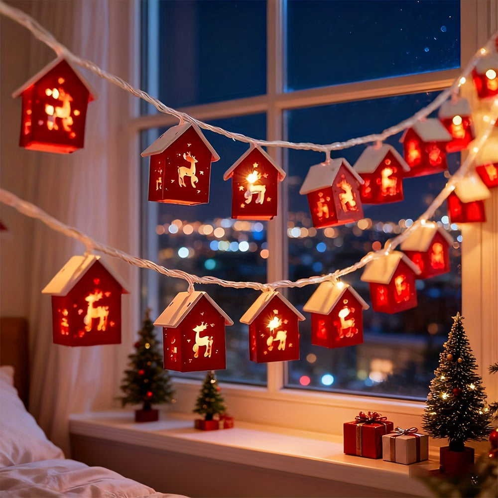 200.0 cm 10 LED Red Mansion Fairy Lights - Battery Operated, Perfect for Holiday Christmas Trees and Home Decorations: Xmas Tree, Deer, Heart Shapes. Ideal for Bedroom, Living Room, Dining Area, Cafes, Bar Settings - The Ulti ZENORA