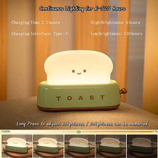 STAARICC USB Rechargeable Cute Toaster-Shaped LED Night Light with Toast Slot-like - Bedside Lamp, Bread-Shaped Table Light Room,, Birthday/Christmas Gift (Green/Orange/Pink) - USB- Low Voltage, Room Decor, Desk Lamp, Lamps, ZENORA