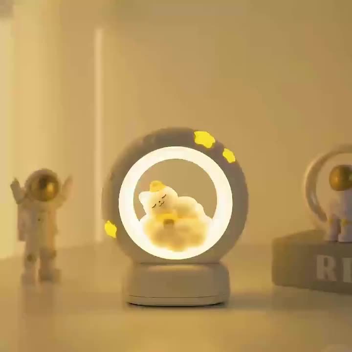 1pc Sleeping Cat Night Light, USB Rechargeable Companion Sleeping Lamp, 3 Speed Dimming Table Lamp, 3 Levels of Brightness Adjustment Soft Light, Office Decompression Lamp, Decorative Cute Sleeping Bedside Lamp for Bedroom, L ZENORA