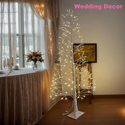 182.88cm LED Warm White Light Birch Tree Floor Lamp - Artificial, All-Season Holiday Decor for Parties, Weddings, Birthdays, Anniversaries, and Festivals, USB Powered, No Container Needed, Party Decoration | Modern Tree Lamp ZENORA