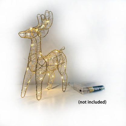 1pc Glam Style Cast Iron Reindeer Light Decoration, 30 LED, Battery Operated, with AA Battery Not Included, for Christmas Holiday Decor ZENORA