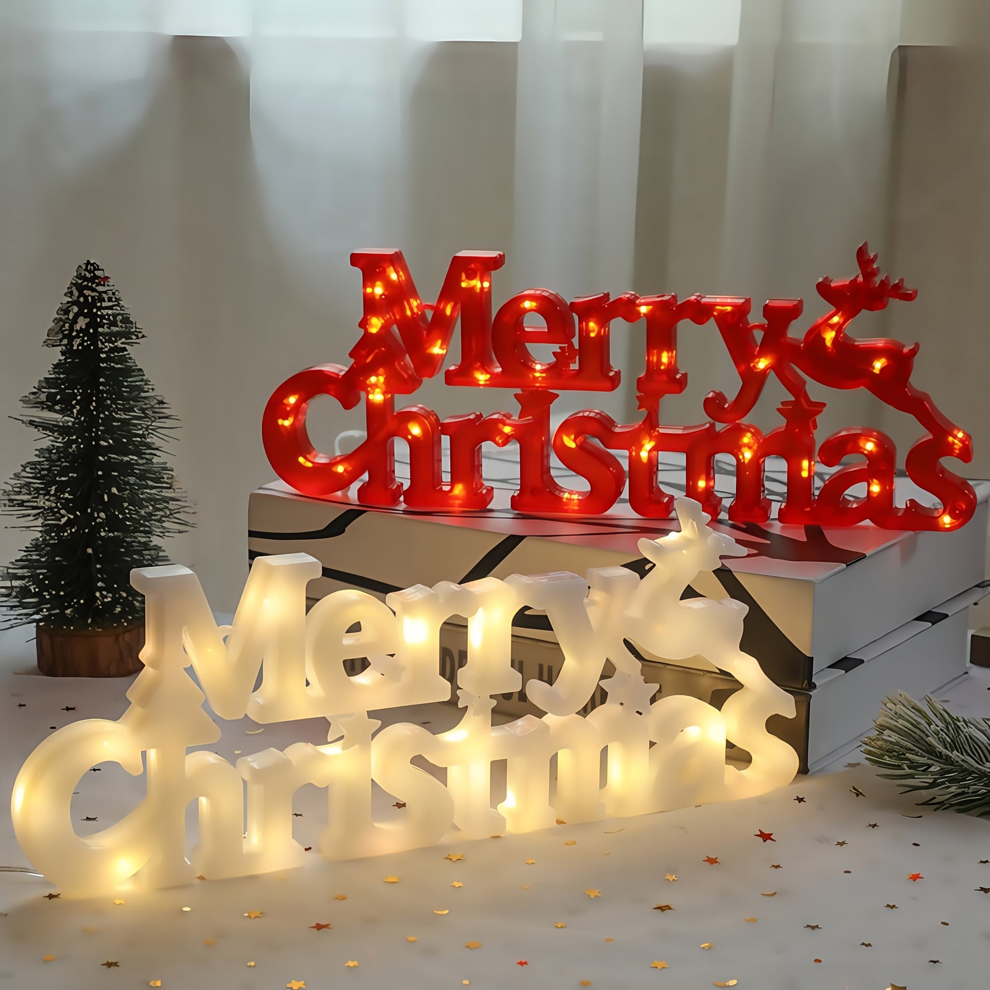 27.48 cm LED Christmas Lighted Garland with Illuminated "Merry Christmas" Letters, Snowflake & Bow Door Hanging Decoration - -in / Holiday Lights (No /Electrician-Free Setup) - Retro Winter Party ZENORA