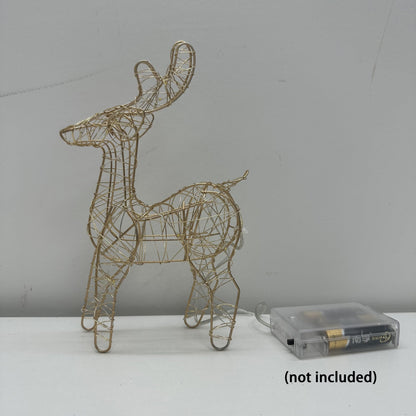 1pc Glam Style Cast Iron Reindeer Light Decoration, 30 LED, Battery Operated, with AA Battery Not Included, for Christmas Holiday Decor ZENORA