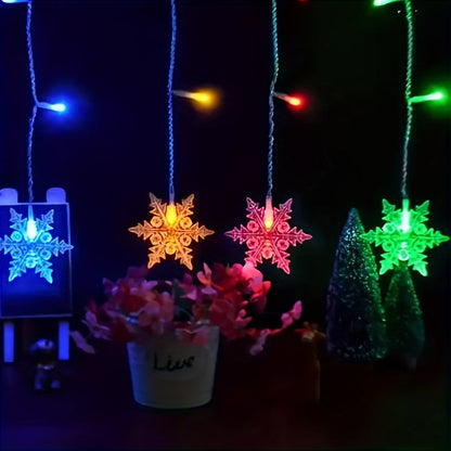 1pc YETHKE Snowflake Curtain Light, 96 LED USB Powered Fairy String Light with 8 Modes, Transparent Plastic, Warm White & Multicolor, Perfect for Christmas Wedding Party Chandelier Luminarias, ≤36V ZENORA