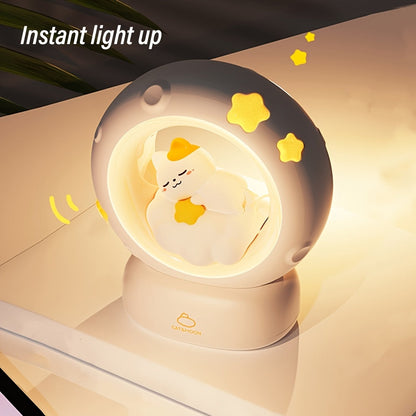 1pc Sleeping Cat Night Light, USB Rechargeable Companion Sleeping Lamp, 3 Speed Dimming Table Lamp, 3 Levels of Brightness Adjustment Soft Light, Office Decompression Lamp, Decorative Cute Sleeping Bedside Lamp for Bedroom, L ZENORA